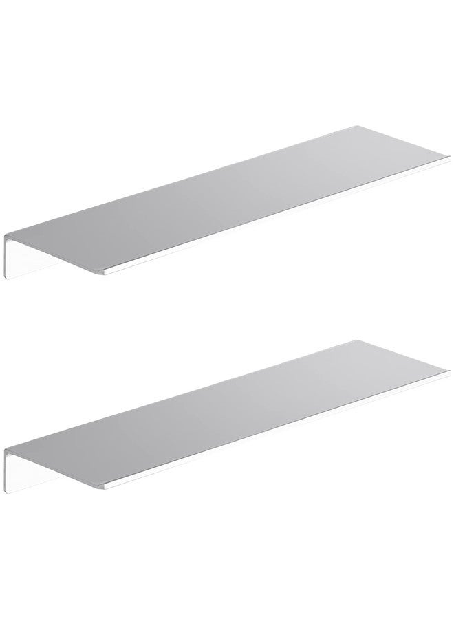 Danpoo Adhesive Floating Shelves for Wall Storage, Metal Wall Shelves for Living Room, Bathroom, Kitchen, 20” Long Display Shelves for Collectibles(Silver, 2 PCS) - Image 1